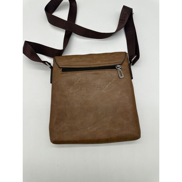 Jeep Cross Body Messenger Bag Wide Adjustable Strap 9X10” Brown - Picture 3 of 7